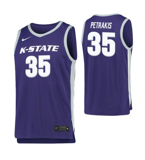 Kansas State Wildcats 35 Joe Petrakis Purple College Basketball Jersey 2198 retro stitched fan jersey RTJ10451 image 1
