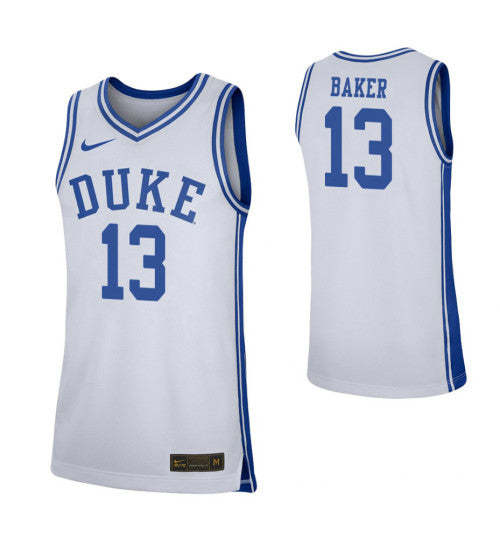 Duke Blue Devils 13 Joey Baker White College Basketball Jersey retro stitched fan jersey RTJ11585 image 1
