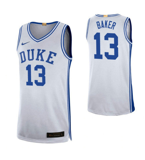 Duke Blue Devils 13 Joey Baker Limited College Basketball Jersey White retro stitched fan jersey RTJ11446 image 1