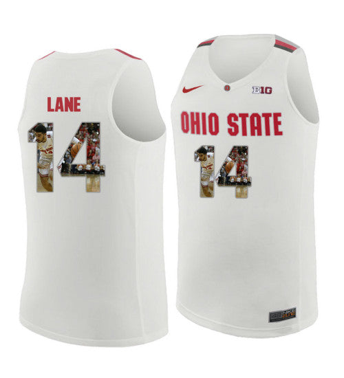 Ohio State Buckeyes 14 Joey Lane College Basketball Jersey White 9771 retro stitched fan jersey RTJ2878 image 1