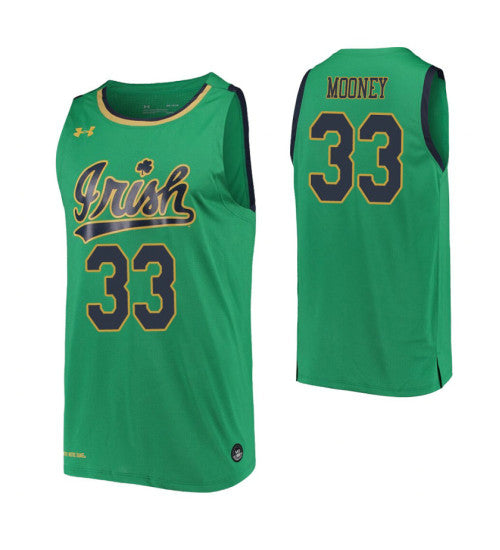 Notre Dame Fighting Irish 33 John Mooney Kelly Green College Basketball Jersey retro stitched fan jersey RTJ8726 image
