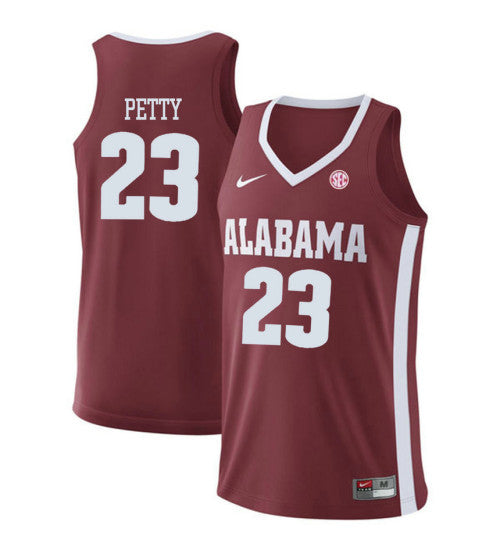 Alabama Crimson Tide 23 John Petty College Basketball Jersey Red 5943 retro stitched fan jersey RTJ6706 image 1