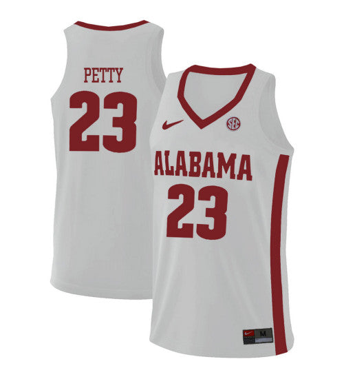 Alabama Crimson Tide 23 John Petty College Basketball Jersey White 5946 retro stitched fan jersey RTJ6703 image 1