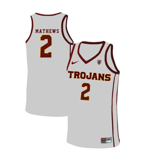 USC Trojans 2 Jonah Mathews College Basketball Jersey White 5202 retro stitched fan jersey RTJ7447 image 1