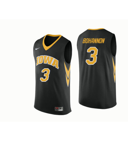 Iowa Hawkeyes 3 Jordan Bohannon College Basketball Jersey Black retro stitched fan jersey RTJ4949 image 1