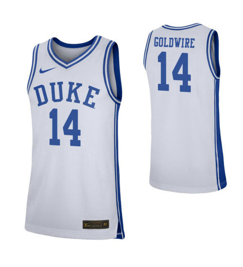 Duke Blue Devils 14 Jordan Goldwire White College Basketball Jersey retro stitched fan jersey RTJ5688 image 1