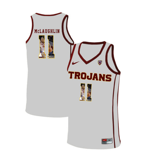 USC Trojans 11 Jordan Mclaughlin College Basketball Jersey White 10935 retro stitched fan jersey RTJ1714 image 1
