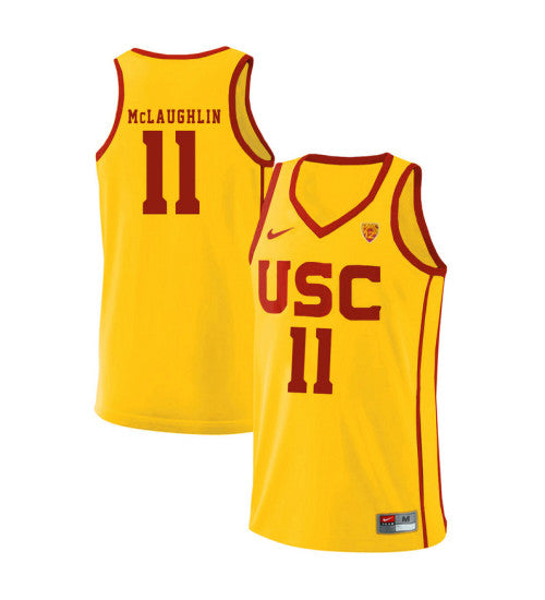 USC Trojans 11 Jordan Mclaughlin College Basketball Jersey Yellow 10940 retro stitched fan jersey RTJ1709 image 1