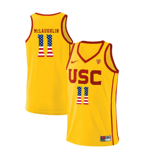 USC Trojans 11 Jordan Mclaughlin College Basketball Jersey Yellow 5178 retro stitched fan jersey RTJ7471 image 1