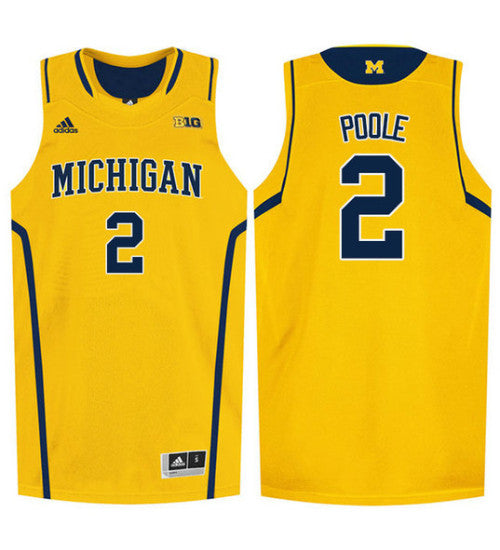Michigan Wolverines 2 Jordan Poole College Basketball Jersey Gold retro stitched fan jersey RTJ3678 image 1