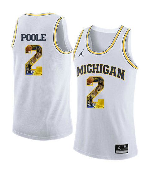 Michigan Wolverines 2 Jordan Poole College Basketball Jersey White 3161 retro stitched fan jersey RTJ9488 image 1