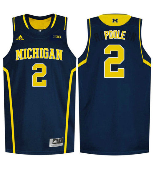 Michigan Wolverines 2 Jordan Poole College Basketball Jersey Navy 3159 retro stitched fan jersey RTJ9490 image 1