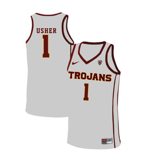 USC Trojans 1 Jordan Usher College Basketball Jersey White 10925 retro stitched fan jersey RTJ1724 image 1