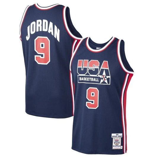 Michael Jordan 9 USA Olympics 1992 Dream Team Basketball Navy Jersey retro stitched fan jersey RTJ1002 image 1