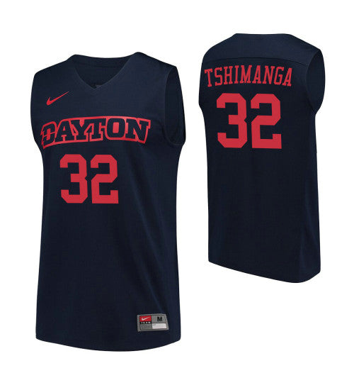 Dayton Flyers 32 Jordy Tshimanga Navy College Basketball Jersey retro stitched fan jersey RTJ5818 image 1