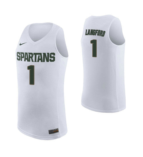 Michigan State Spartans Josh Langford College Basketball Jersey White retro stitched fan jersey RTJ3772 image 1
