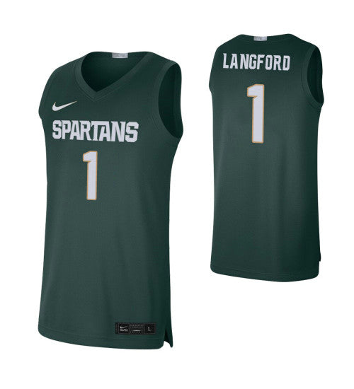 Michigan State Spartans 1 Joshua Langford Alumni Limited College Basketball Jersey Green retro stitched fan jersey