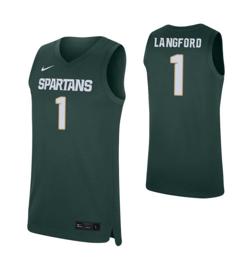 Michigan State Spartans 1 Joshua Langford Green College Basketball Jersey 2865 retro stitched fan jersey RTJ9784 image