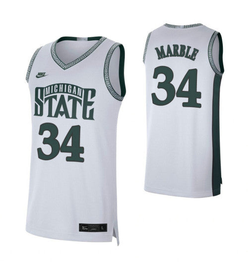 Michigan State Spartans 34 Julius Marble White College Basketball Jersey 2985 retro stitched fan jersey RTJ9664 image 1