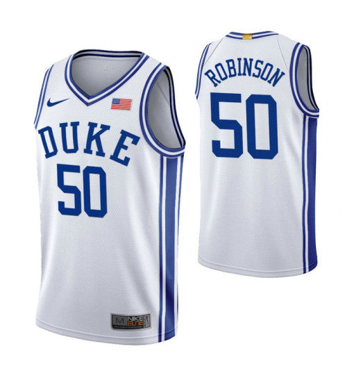 Duke Blue Devils 50 Justin Robinson White College Basketball Jersey 7070 retro stitched fan jersey RTJ5579 image 1
