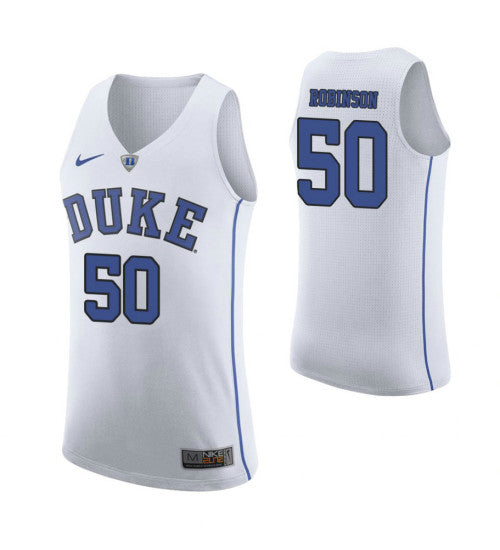 Duke Blue Devils 50 Justin Robinson College Basketball Jersey White retro stitched fan jersey RTJ11473 image 1