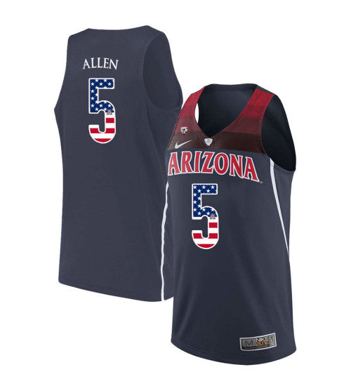 Arizona Wildcats 5 Kadeem Allen College Basketball Jersey Navy retro stitched fan jersey RTJ12327 image 1