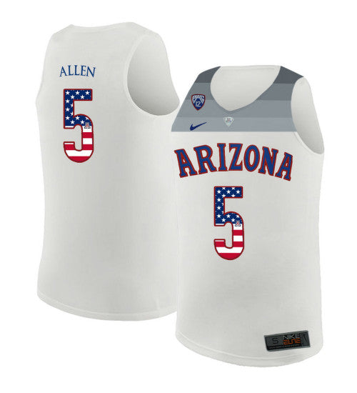 Arizona Wildcats 5 Kadeem Allen College Basketball Jersey White 6225 retro stitched fan jersey RTJ6424 image 1