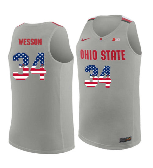 Ohio State Buckeyes 34 Kaleb Wesson College Basketball Jersey Gray 4036 retro stitched fan jersey RTJ8613 image 1