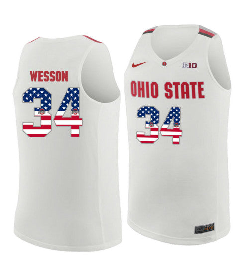 Ohio State Buckeyes 34 Kaleb Wesson College Basketball Jersey White 4044 retro stitched fan jersey RTJ8605 image 1
