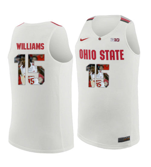 Ohio State Buckeyes 15 Kam Williams College Basketball Jersey White retro stitched fan jersey RTJ2868 image 1
