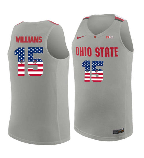 Ohio State Buckeyes 15 Kam Williams College Basketball Jersey Gray 3982 retro stitched fan jersey RTJ8667 image 1