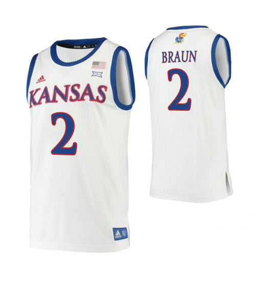 Christian Braun Kansas Jayhawks White College Basketball Jersey 712 retro stitched fan jersey RTJ11937 image 1