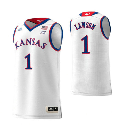 Kansas Jayhawks 1 Dedric Lawson College Basketball Jersey White retro stitched fan jersey RTJ4829 image 1