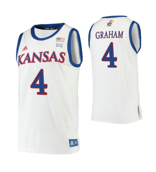 Kansas Jayhawks 4 Devonte Graham White College Basketball Jersey retro stitched fan jersey RTJ4690 image 1