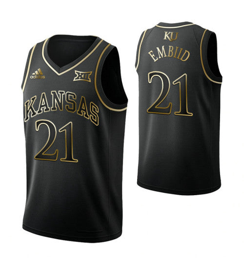 Kansas Jayhawks 21 Joel Embiid Black College Basketball Jersey retro stitched fan jersey RTJ4759 image 1
