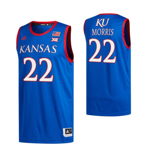 Marcus Morris Kansas Jayhawks Royal College Basketball Jersey retro stitched fan jersey RTJ4179 image 1