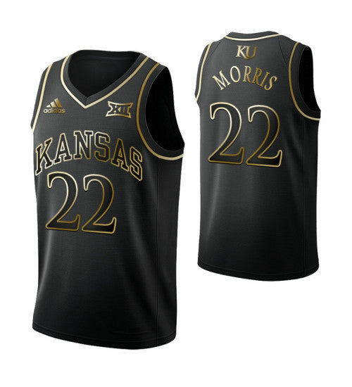 Marcus Morris Sr Kansas Jayhawks Black Golden Edition College Basketball Jersey retro stitched fan jersey RTJ10028