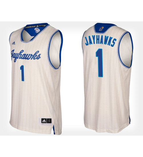 Kansas Jayhawks 1 Cream College Basketball Jersey retro stitched fan jersey RTJ10698 image 1