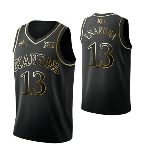 Tristan Enaruna Kansas Jayhawks Black Golden Edition College Basketball Jersey retro stitched fan jersey RTJ7641 image
