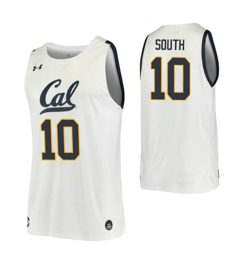 California Golden Bears 10 Kareem South White College Basketball Jersey retro stitched fan jersey RTJ12032 image 1