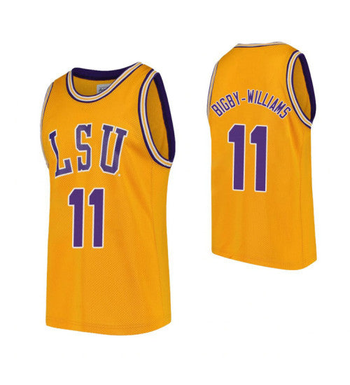 LSU Tigers Kavell Bigby Williams College Basketball Jersey Gold retro stitched fan jersey RTJ4206 image 1