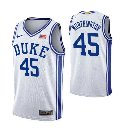 Duke Blue Devils 45 Keenan Worthington White College Basketball Jersey 1163 retro stitched fan jersey RTJ11486 image 1