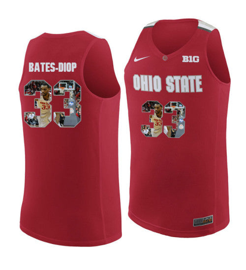 Ohio State Buckeyes 33 Keita Bates Diop College Basketball Jersey Red 4031 retro stitched fan jersey RTJ8618 image 1