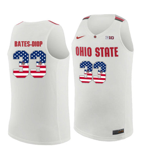 Ohio State Buckeyes 33 Keita Bates Diop College Basketball Jersey White 9827 retro stitched fan jersey RTJ2822 image 1