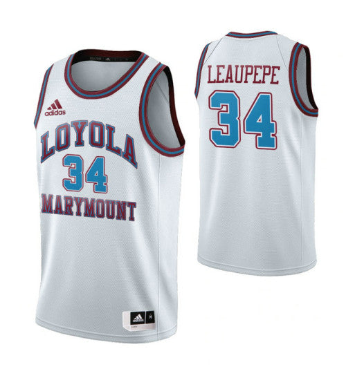 Loyola Marymount Lions 34 Keli Leaupepe White College Basketball Jersey retro stitched fan jersey RTJ10117 image 1