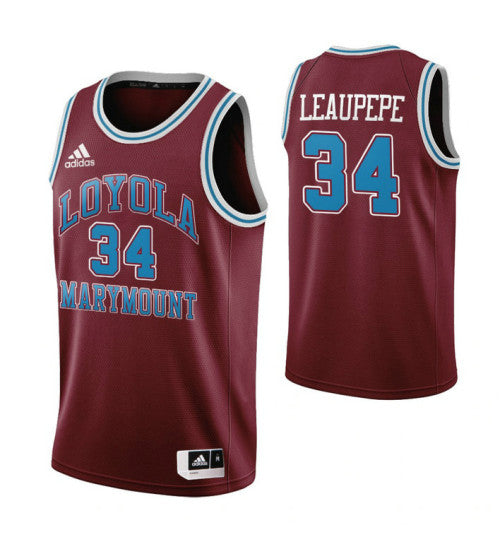 Loyola Marymount Lions 34 Keli Leaupepe Throwback College Basketball Jersey Wine retro stitched fan jersey RTJ4254