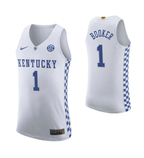 Kentucky Wildcats 1 Devin Booker White College Basketball Jersey retro stitched fan jersey RTJ10424 image 1
