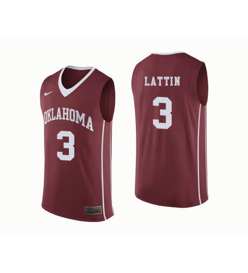 Oklahoma Sooners 3 Khadeem Lattin College Basketball Jersey Crimson retro stitched fan jersey RTJ2743 image 1