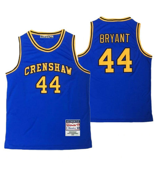 Lakers Kobe Bryant 44 Basketball Crenshaw High School College Basketball Jersey Blue retro stitched fan jersey