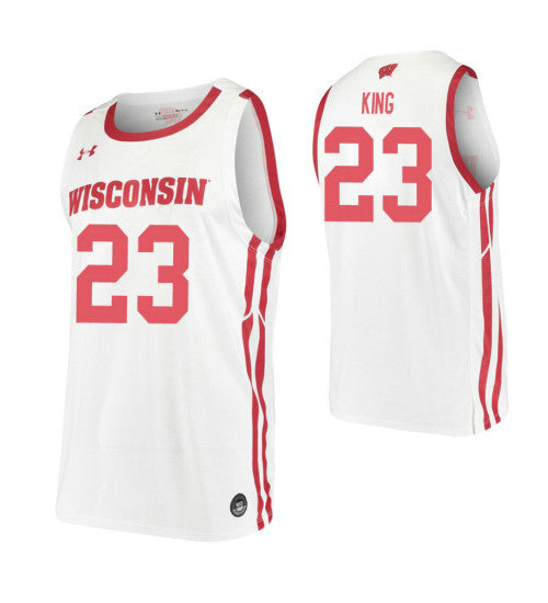 Wisconsin Badgers 23 Kobe King White College Basketball Jersey retro stitched fan jersey RTJ6796 image 1